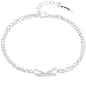 Unwritten Fine Silver Plated 7”+1” extender Bracelet with Cubic Zirconia